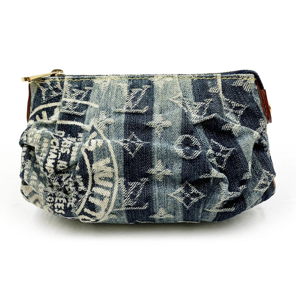 LOUIS VUITTON Truth Raye Pouch Bag Accessory Case Monogram Denim Blue Women M...